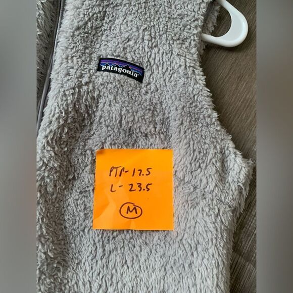 Patagonia Los Gatos Fleece Vest Teddy Fuzzy Recycled Salt Grey Gray Size S M - Picture 6 of 11